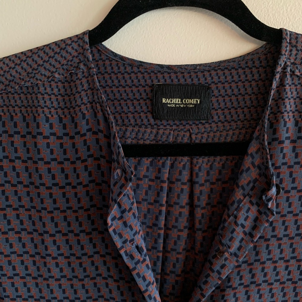 Rachel Comey - Silk Long Sleeved Collarless Button-up Blouse - Picture 4 of 13